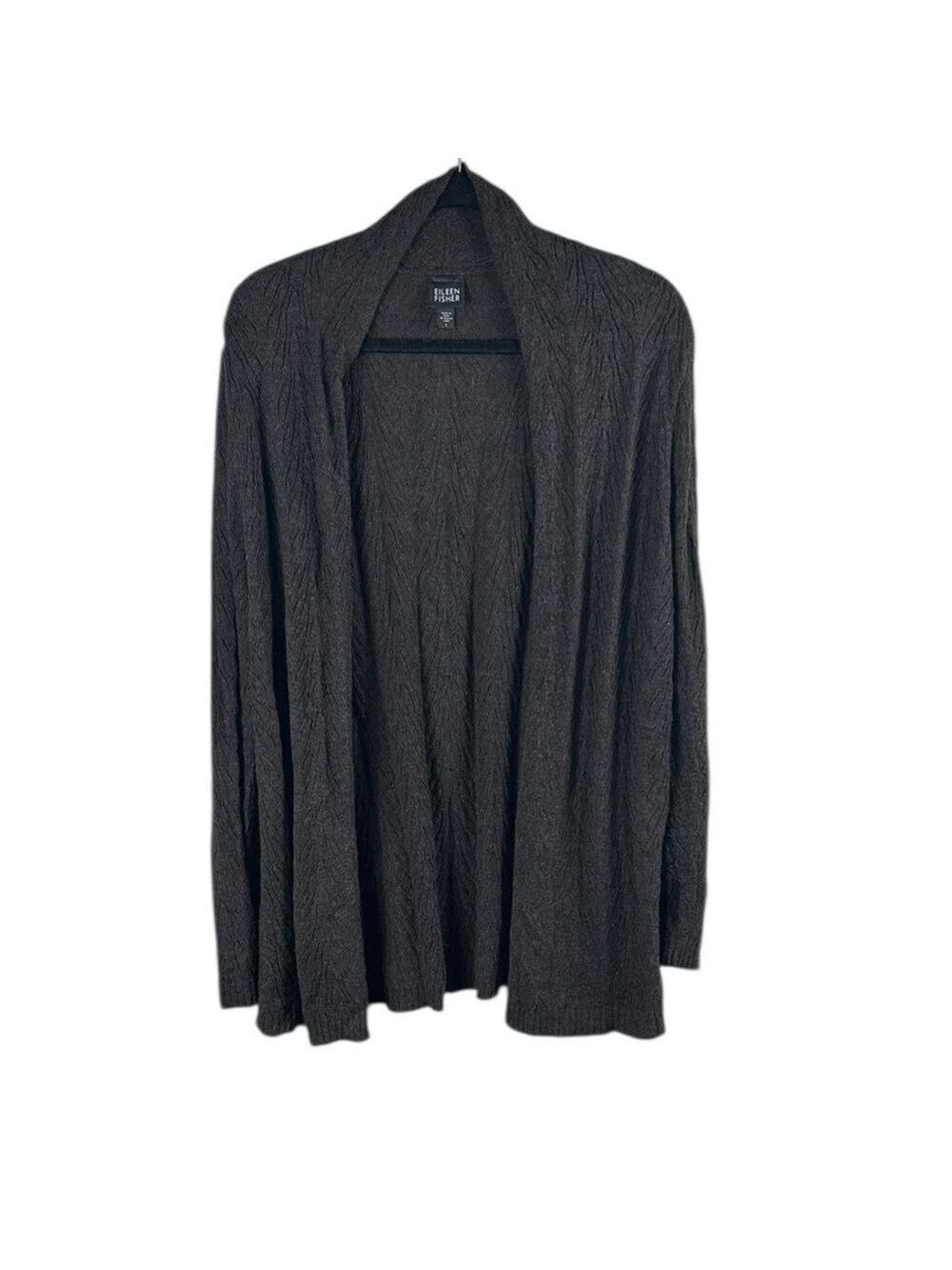 Eileen Fisher Chocolate Knit Open Front Cardigan Size L